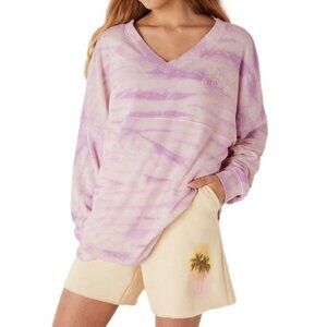 Pink Victoria's Secret Medium Beach Terry V Neck purple tie dye NWT